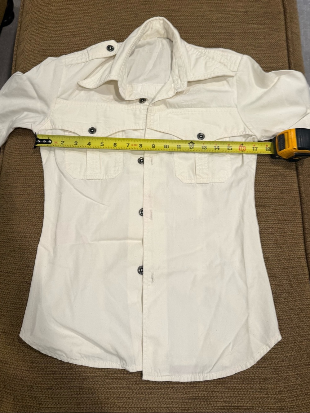 Vintage White Short-Sleeve Button-Up Shirt
